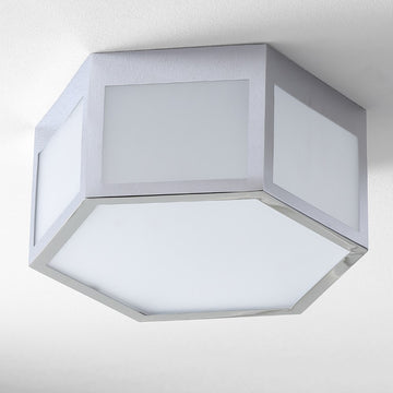 Minimo Hexagon Metal/Frosted Glass LED Flush Mount - JONATHAN Y